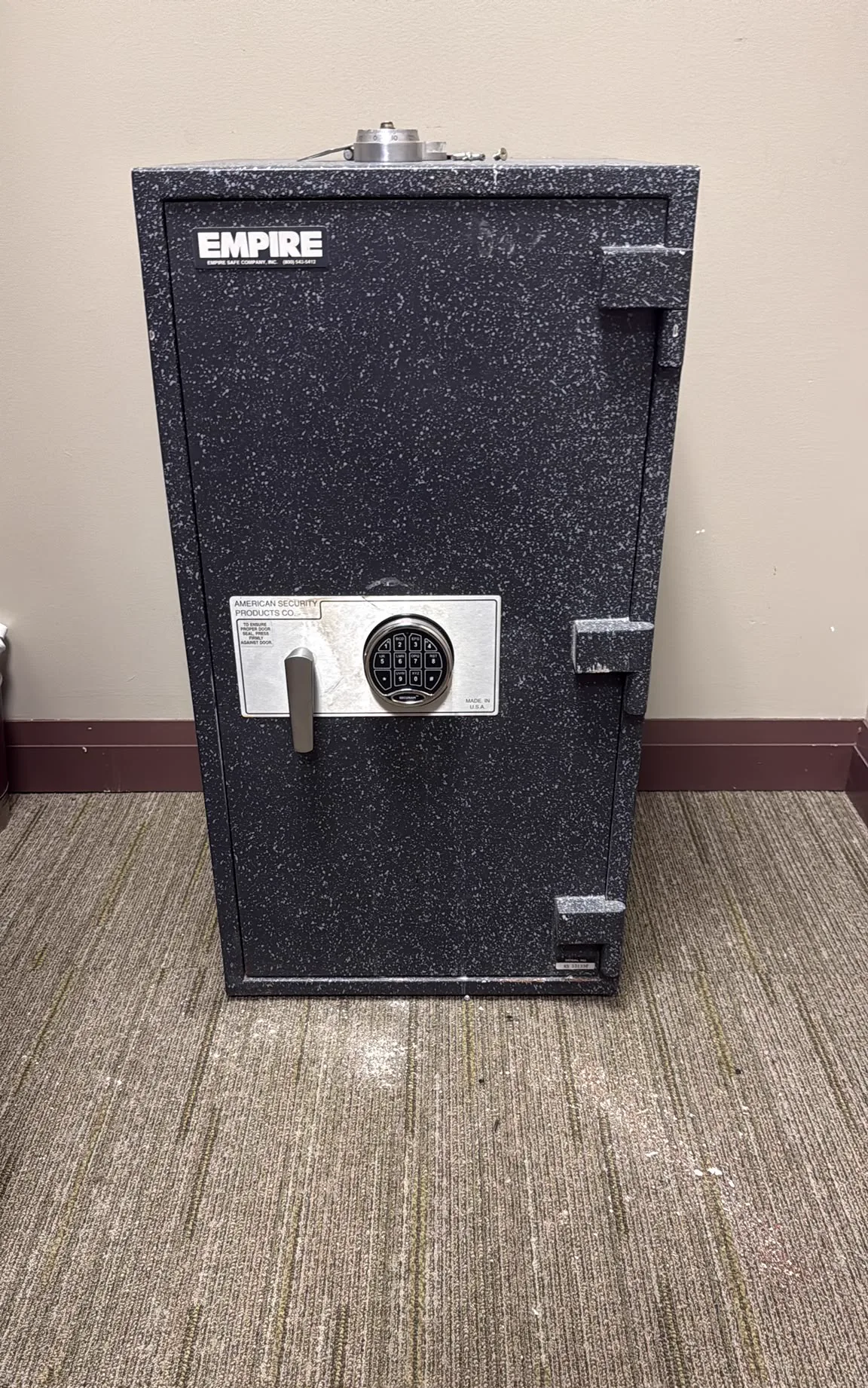 AMSEC commercial safe standing in an office