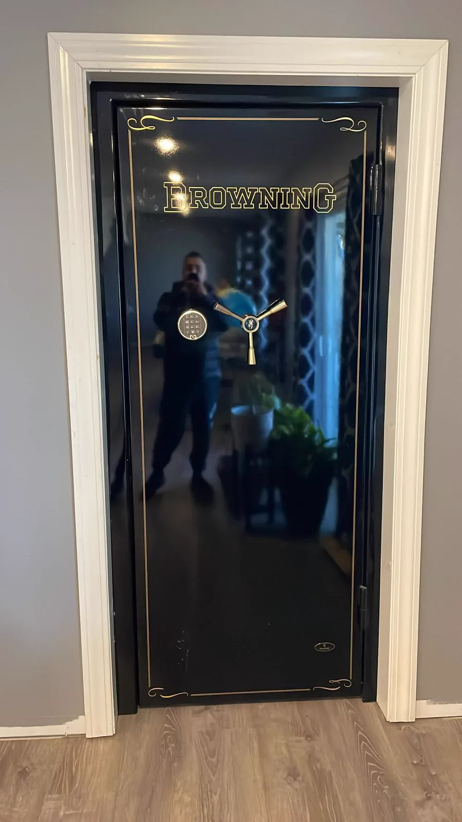 Browning vault door fitted into a framed opening during installation