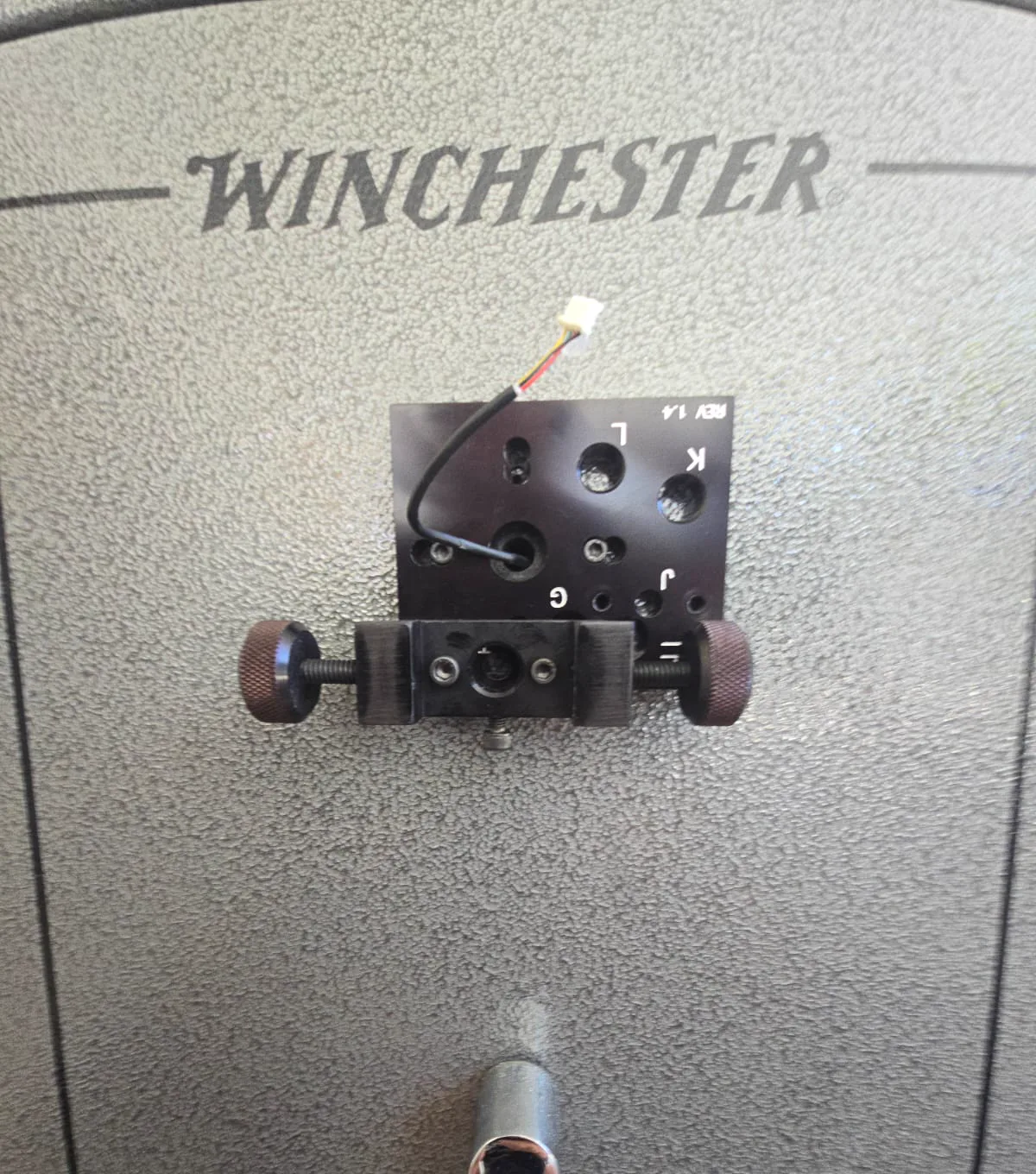 Winchester gun safe door prepped for a professional opening